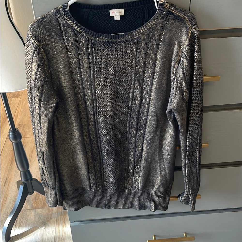 Daniel Cremieux Black Cable Knit Sweater